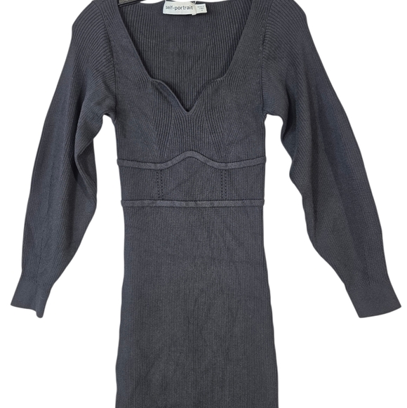 SELF-PORTRAIT Sweetheart-Neck Ribbed-Knit bodycon Midi Dress - Picture 5 of 16